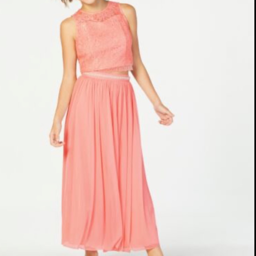 Sequin Hearts Big Kid Girls Lace Illusion Dress 2 Piece Set